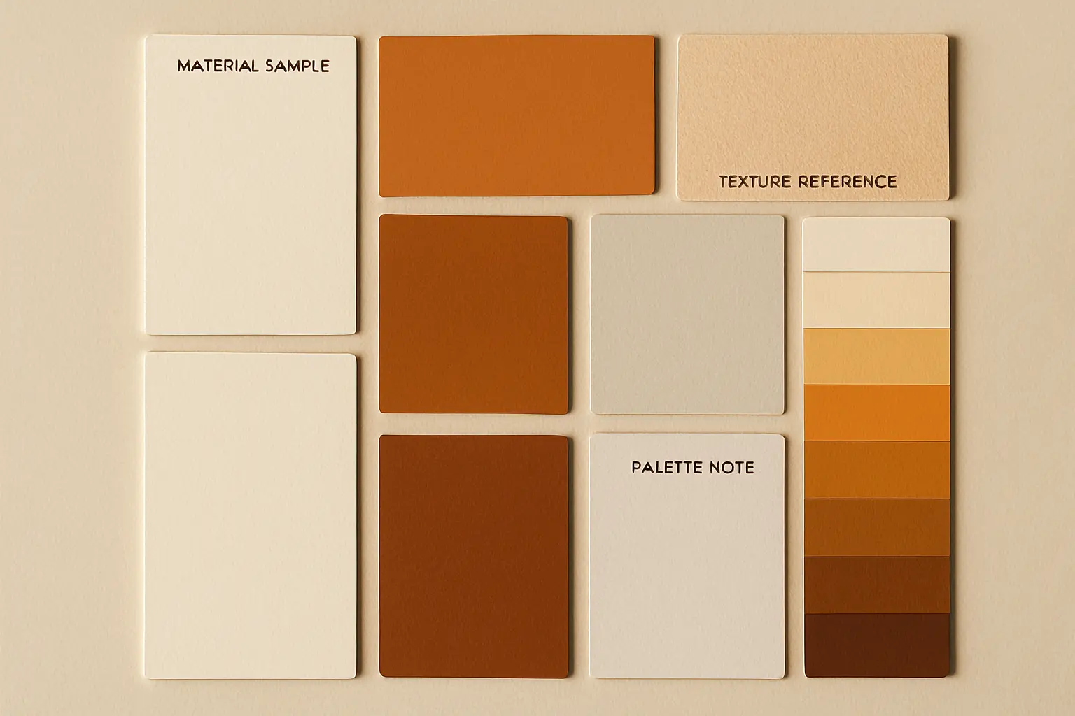 Warm neutral moodboard template with color swatches and grid layout