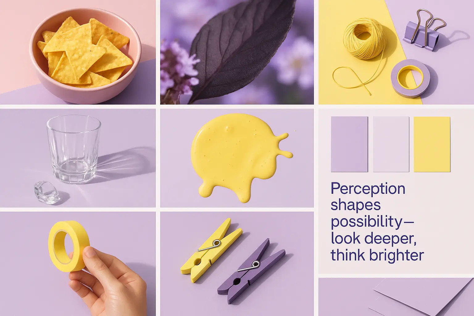 Creative moodboard template with purple and yellow theme