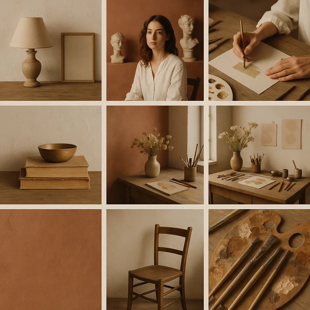Moodboard template with cozy artistic studio aesthetic