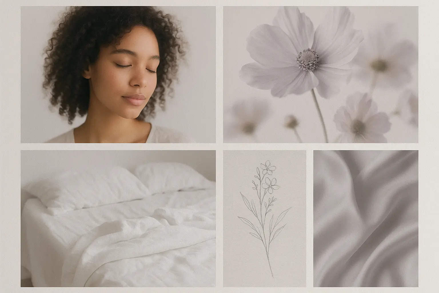 Serene fashion moodboard template with earthy tones and leaves