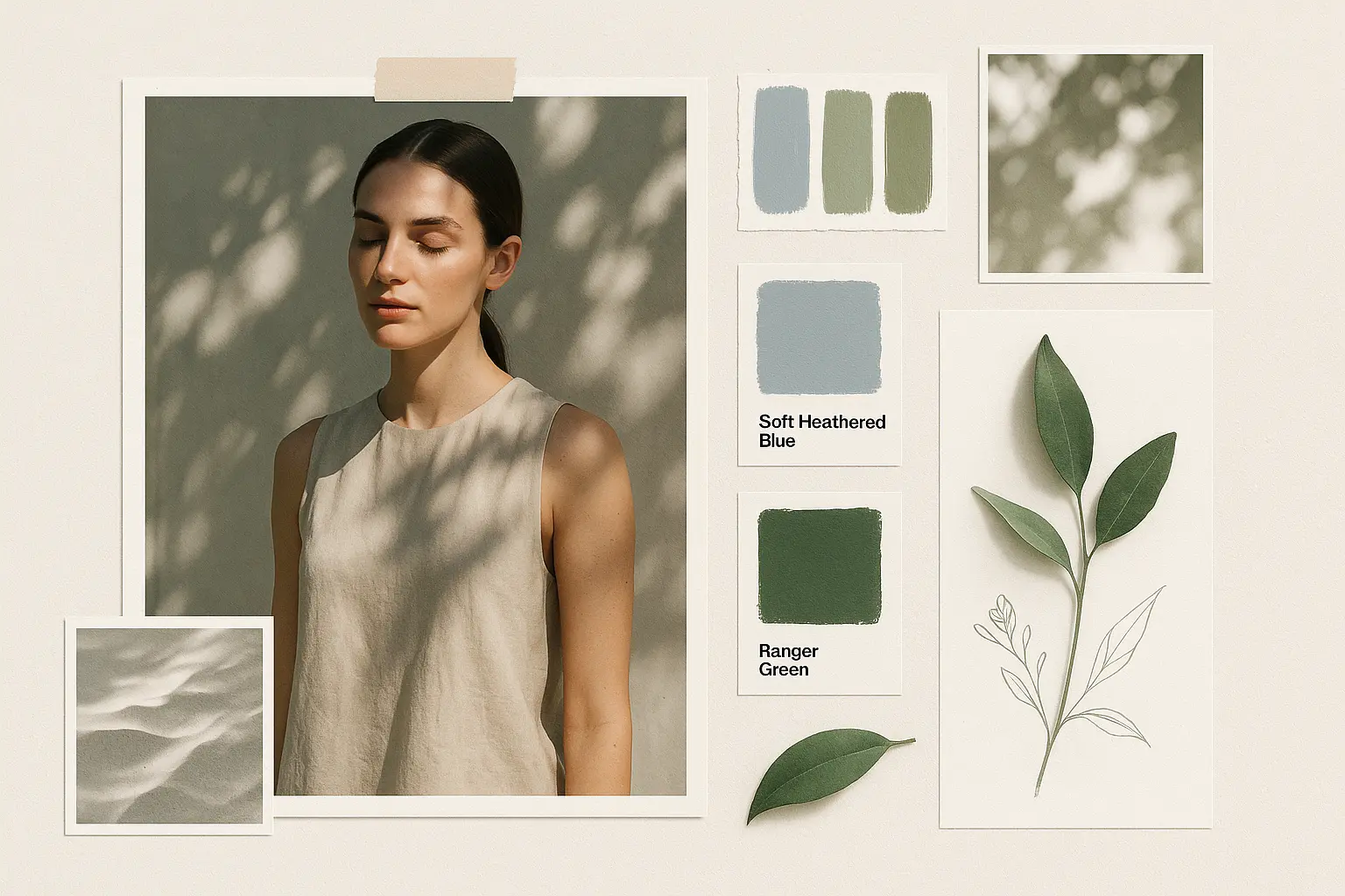 Moodboard template featuring a royal-inspired collage with blue tones