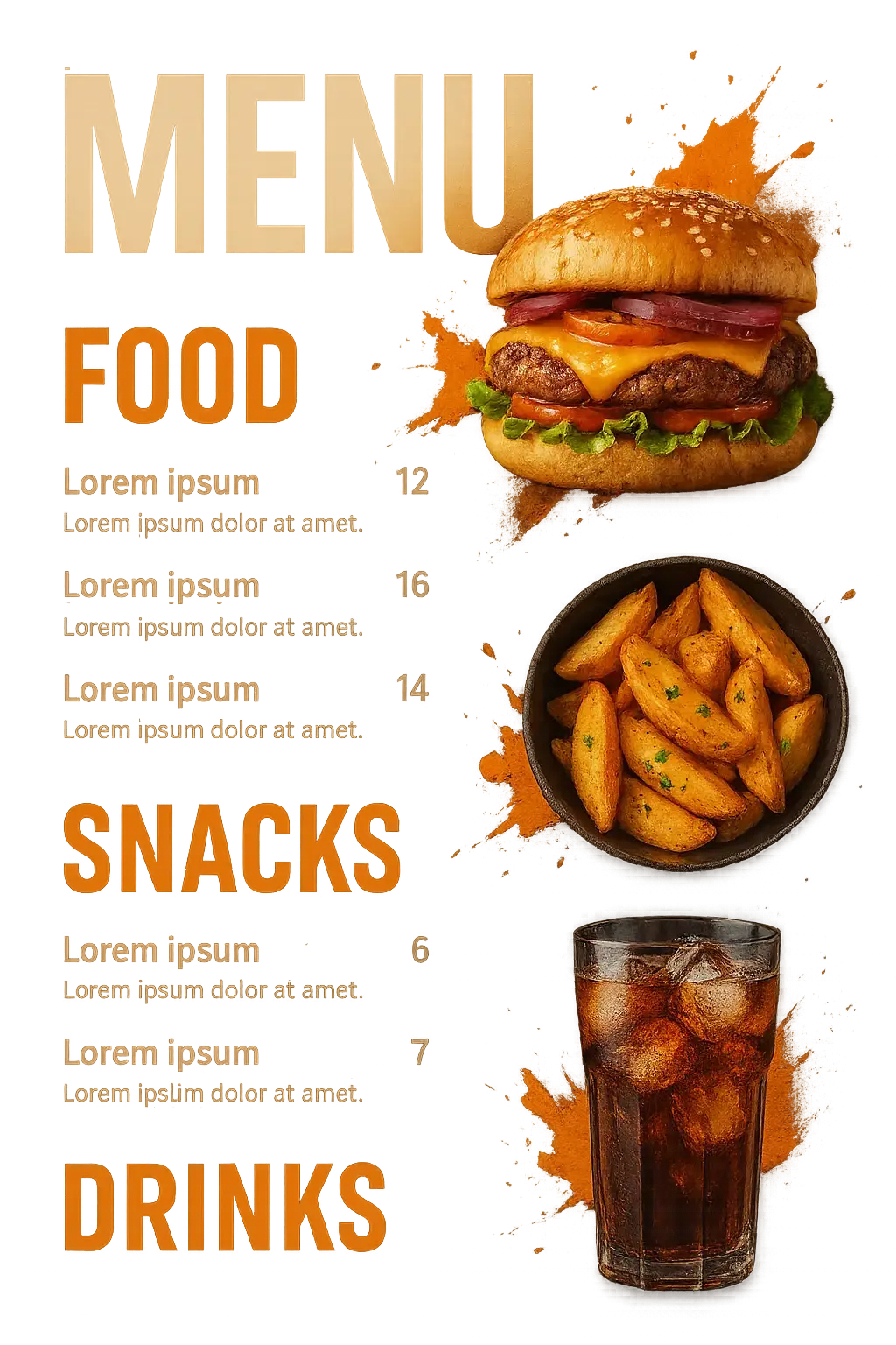 Bold and dynamic restaurant menu template