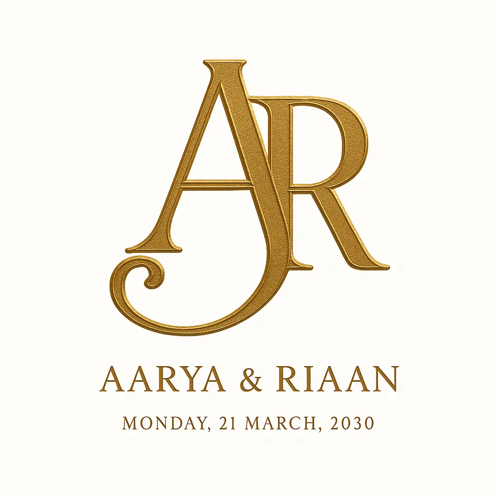 Gold foil L&T monogram template on black background