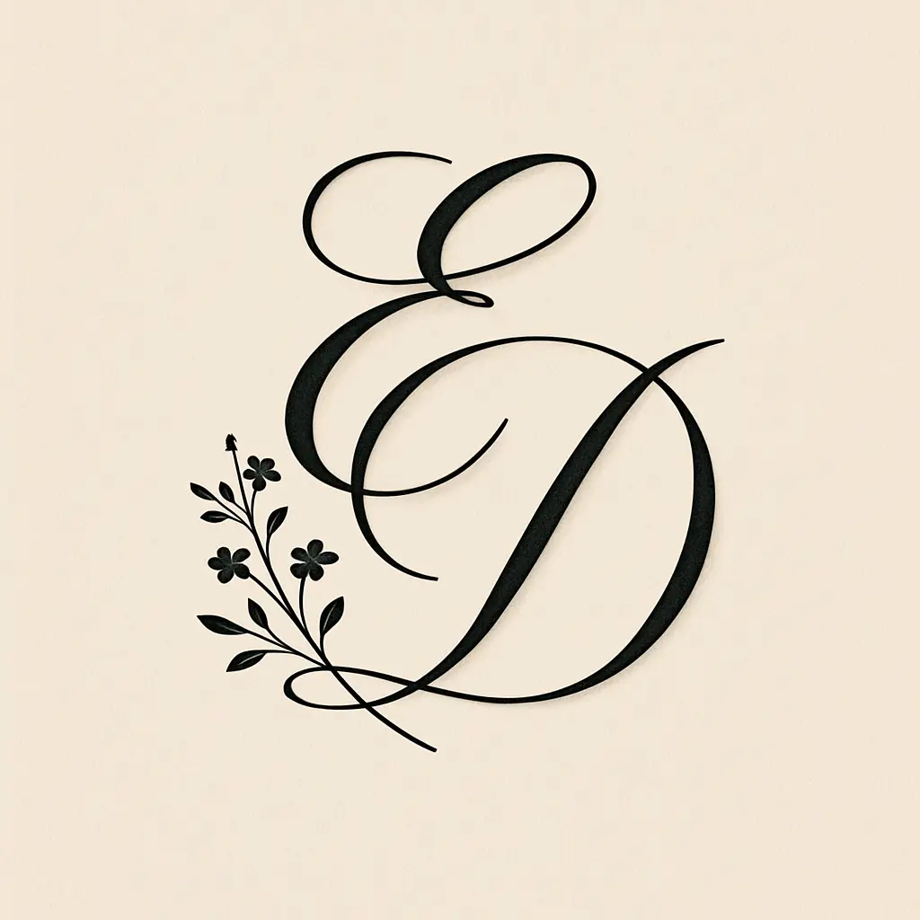 Elegant monogram template with blush script and modern text