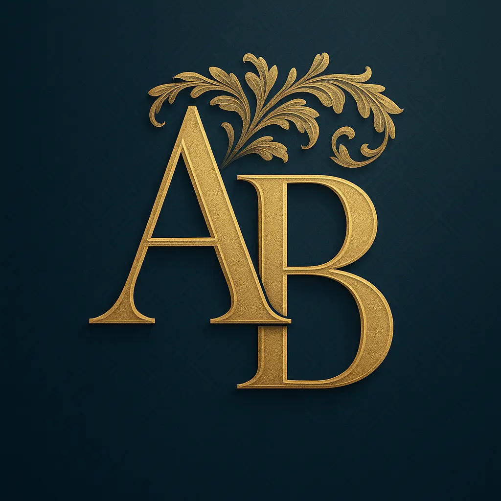 Elegant gold L and V monogram template on black