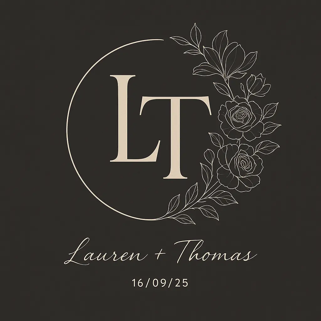 Monogram template with bold 'JH' initials and curved date