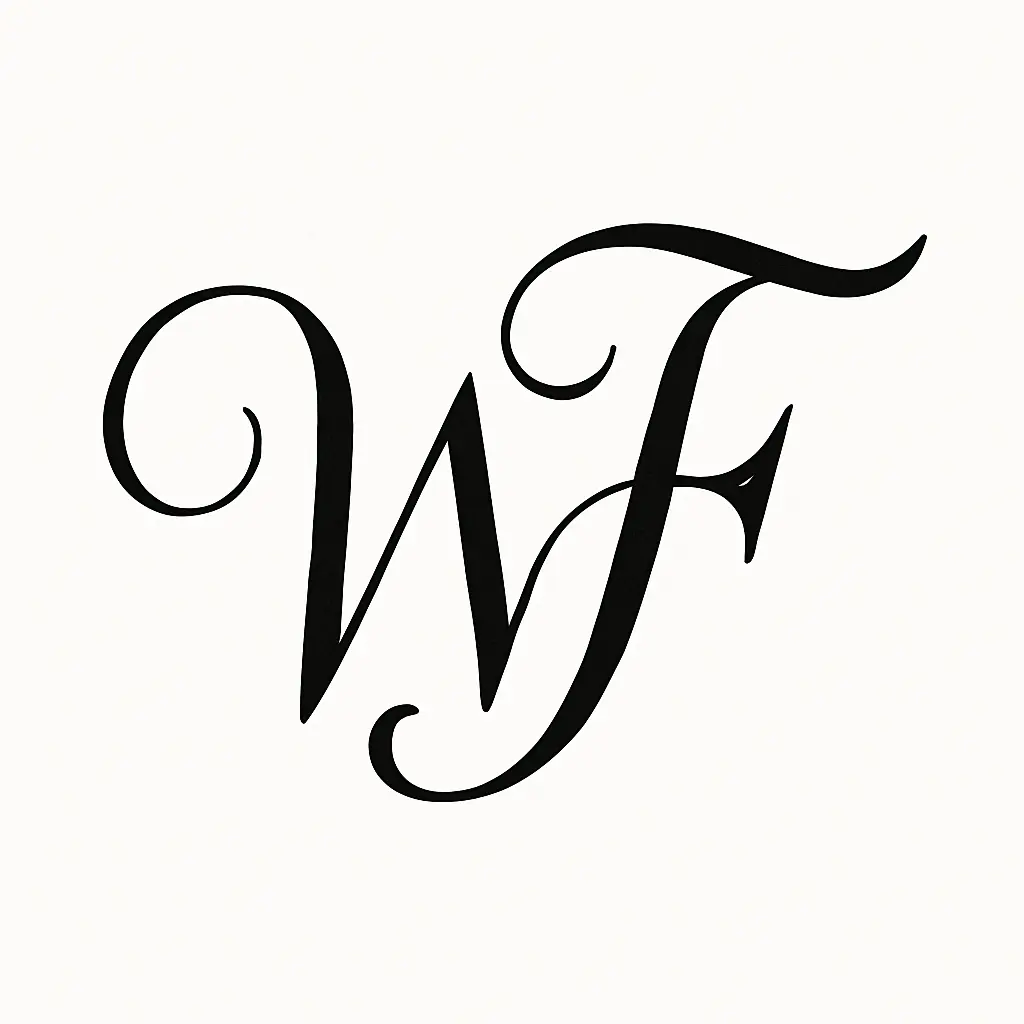 Elegant floral monogram template with serif letter and flowers