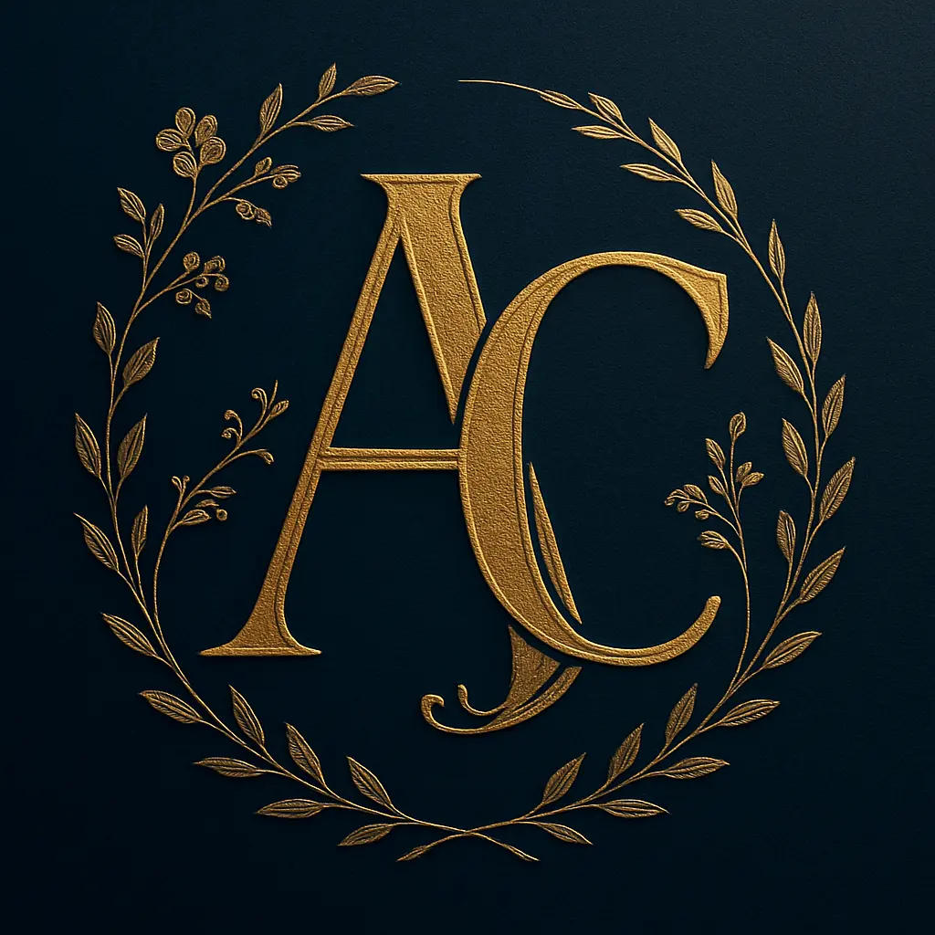 Vintage monogram template with ornate floral border and initials 'L' & 'M'