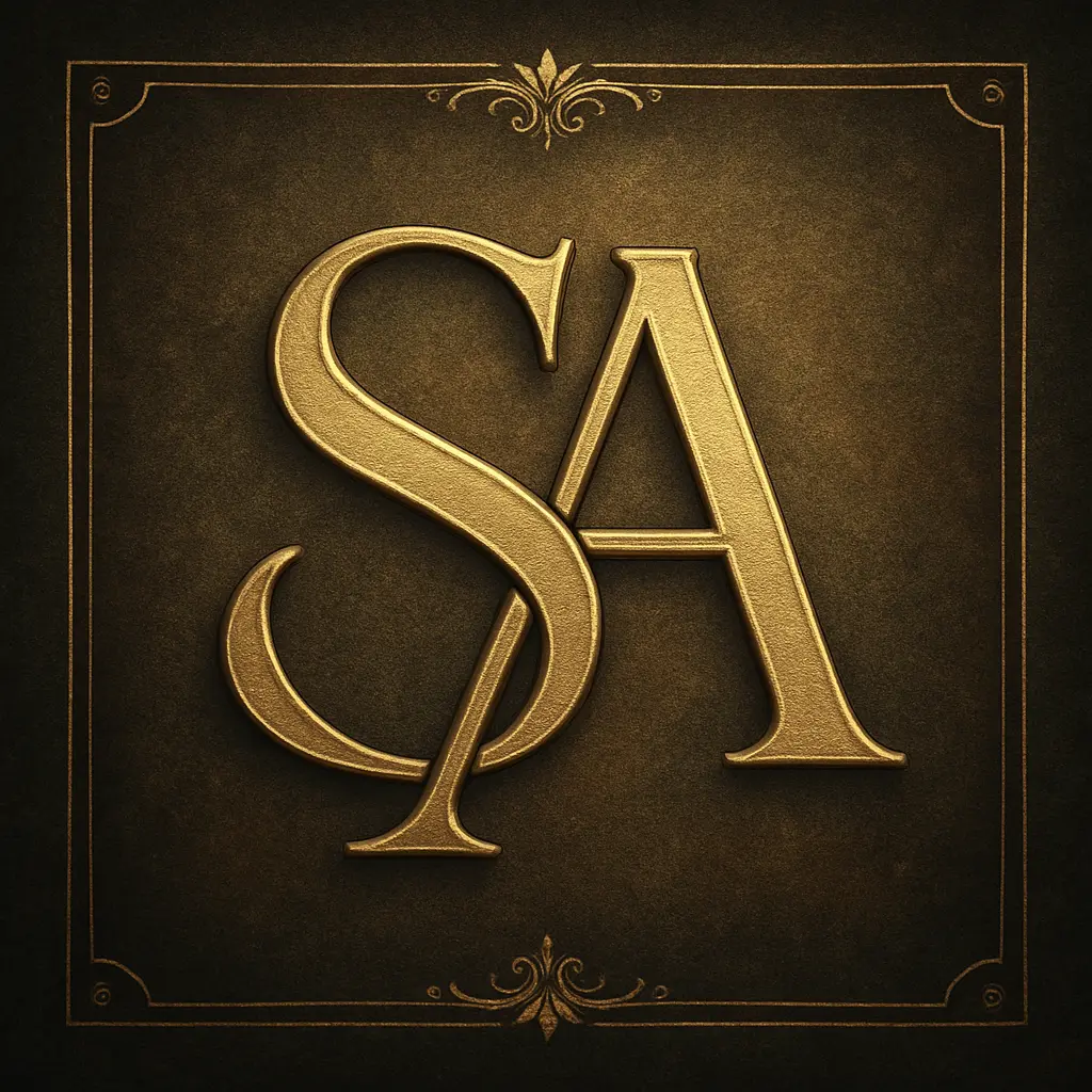 Monogram template with stylized fiery letter A and bold text ALFREDO