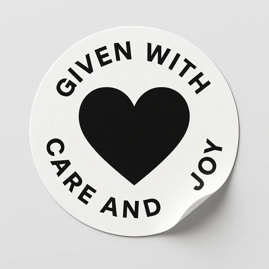 Minimalist sticker template with curved text and heart icon