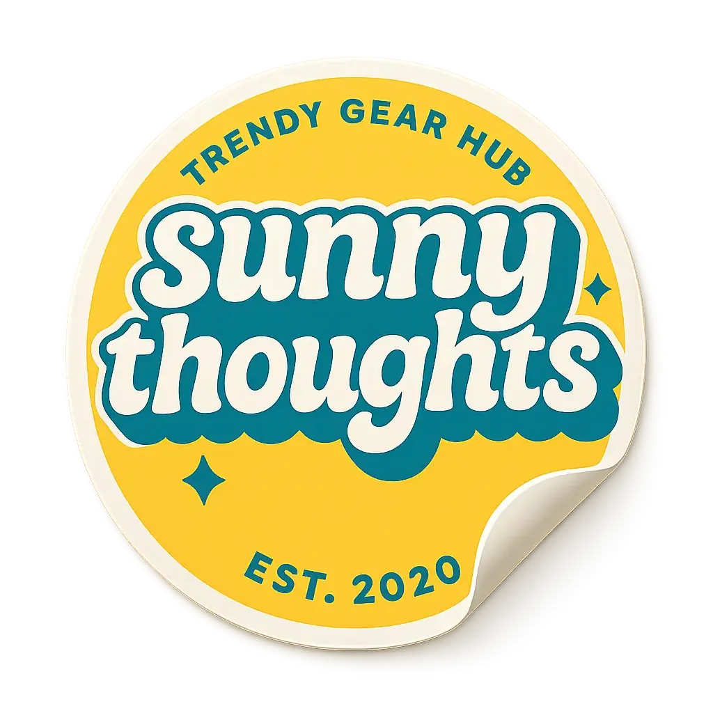 Retro sticker template with bold sunny phrase and teal text