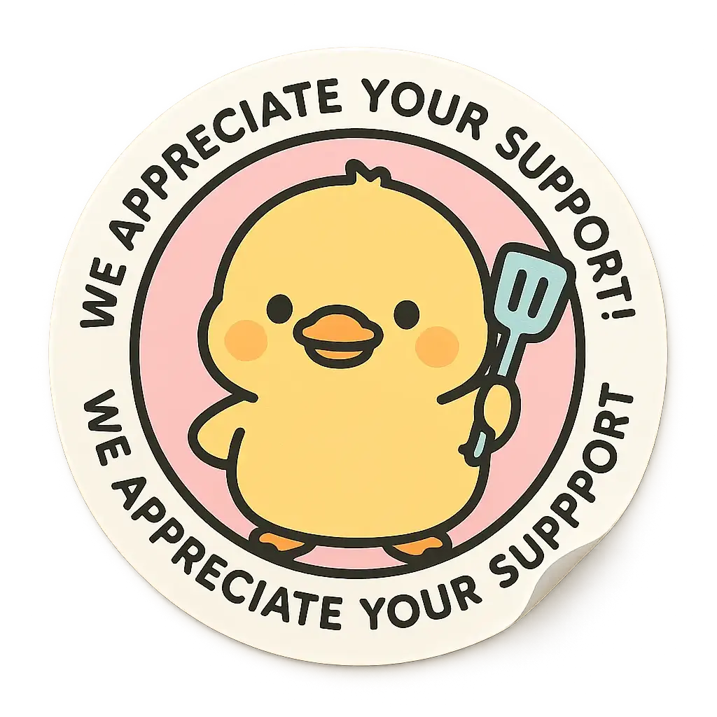 Cute duckling sticker template with thank you message