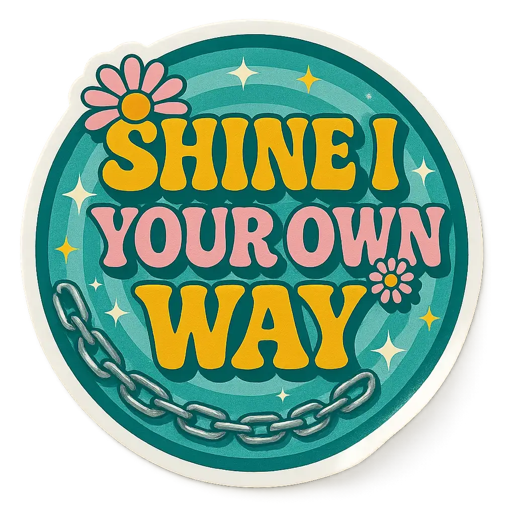 Retro sticker template with motivational quote and daisies