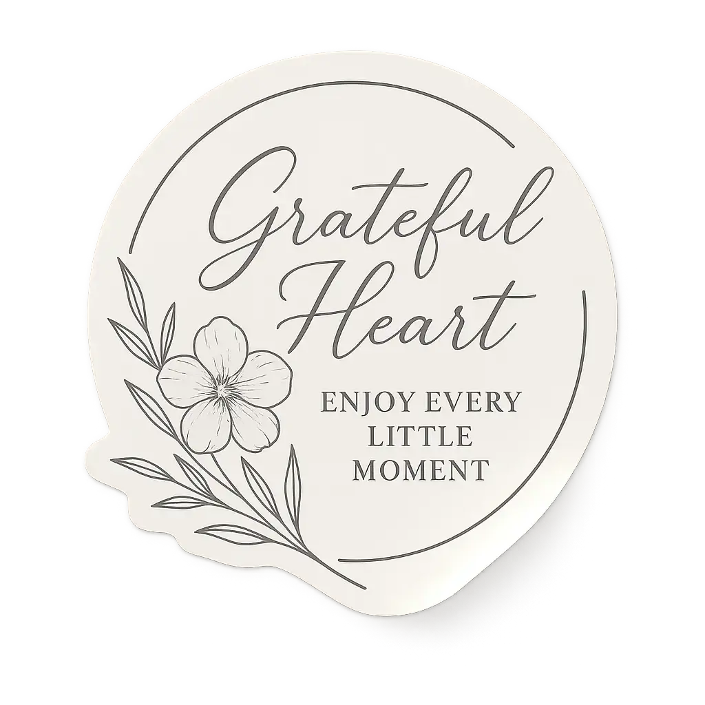 Minimalist thank-you sticker template with floral line art