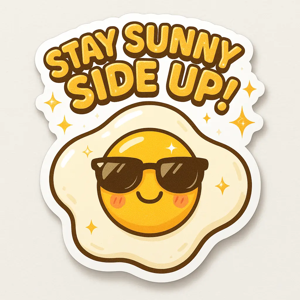 Playful egg sticker template with sunglasses and bold text