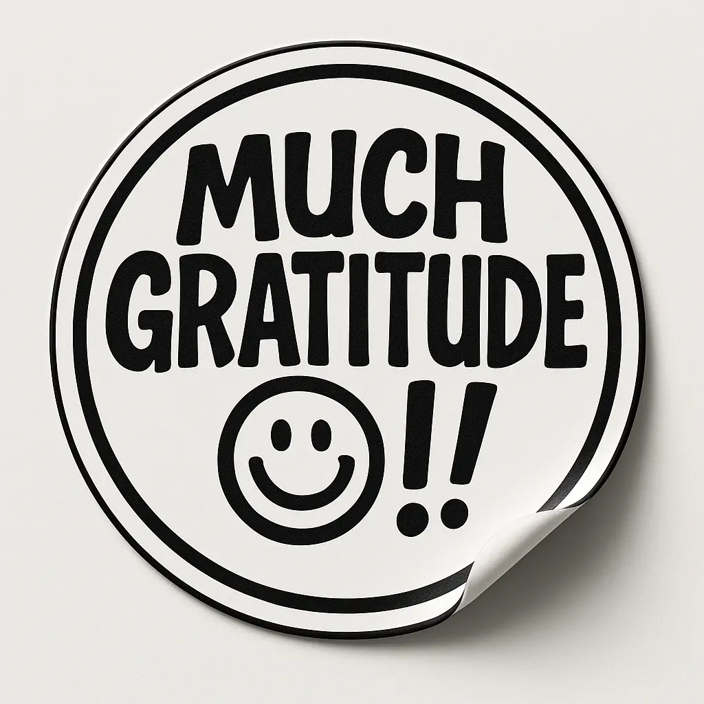 Minimalist thank you sticker template with playful text