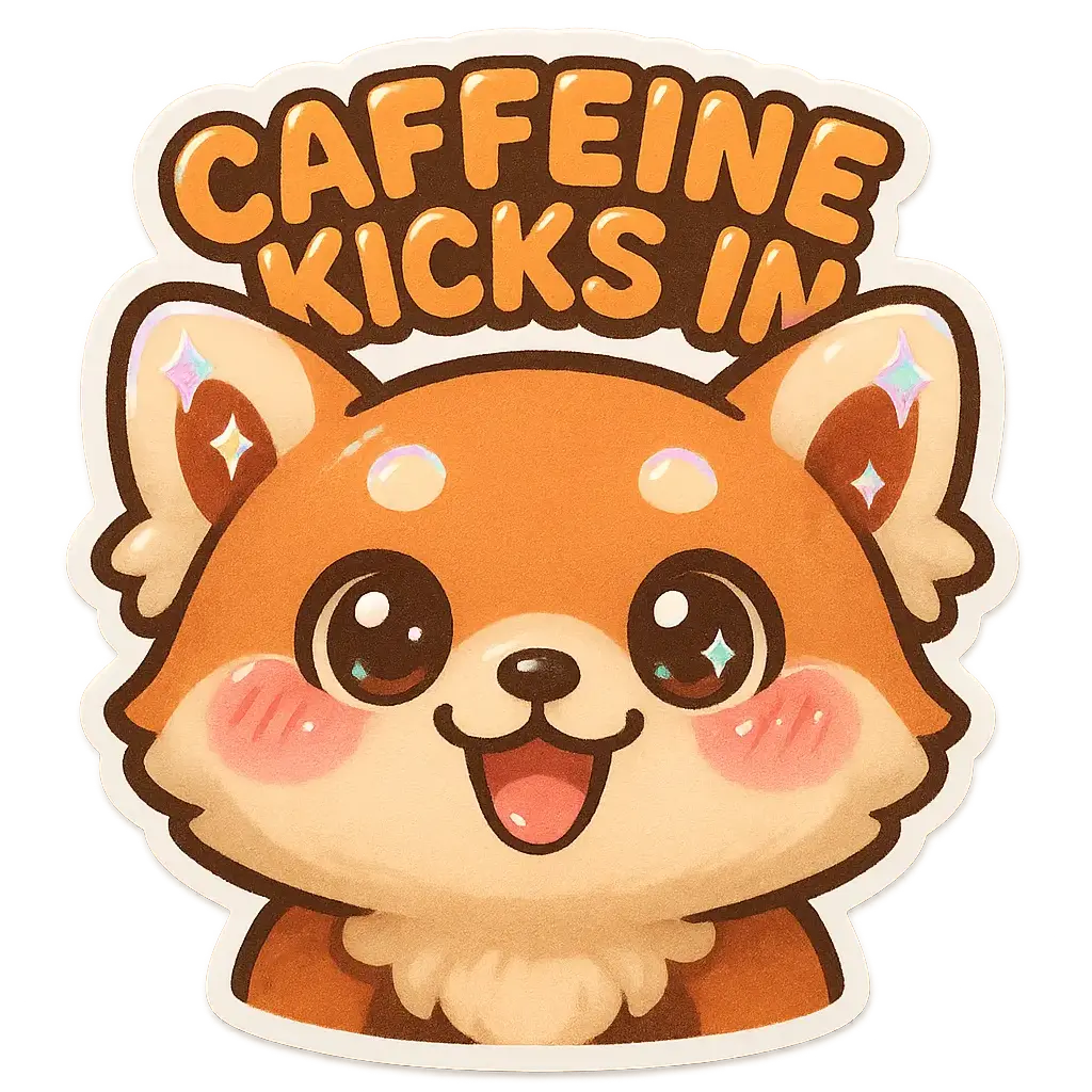 Playful red panda sticker template with bold kawaii style