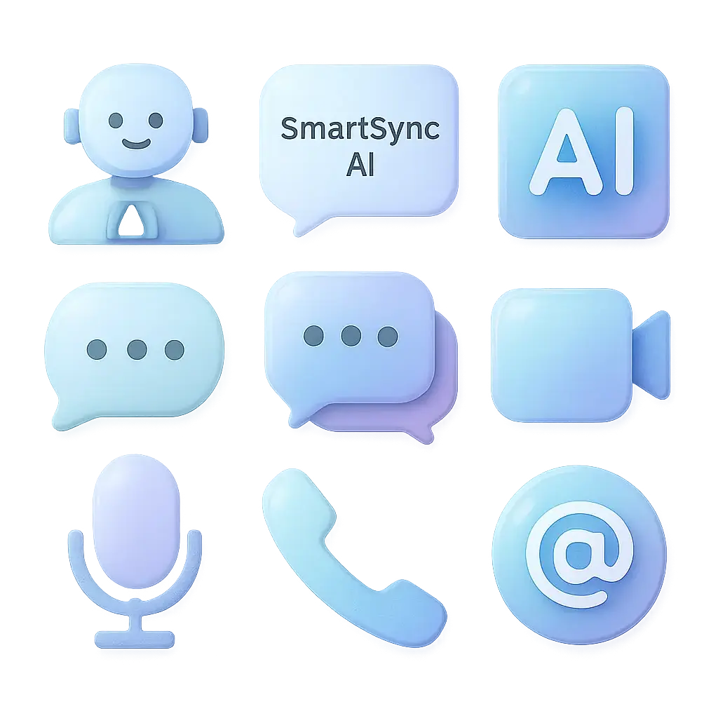 Glassmorphic AI assistant icon template with SmartSync label