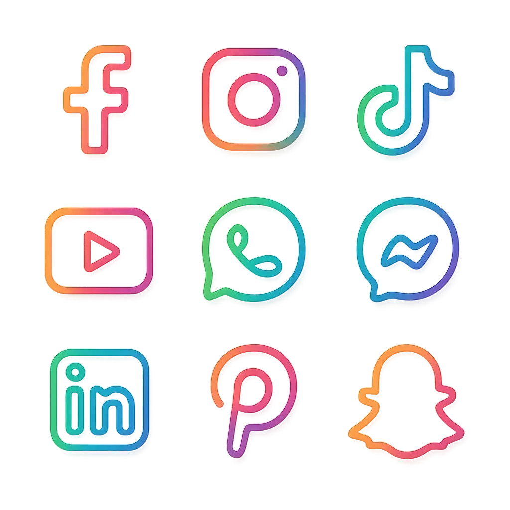 Colorful social media icon template with modern minimal design