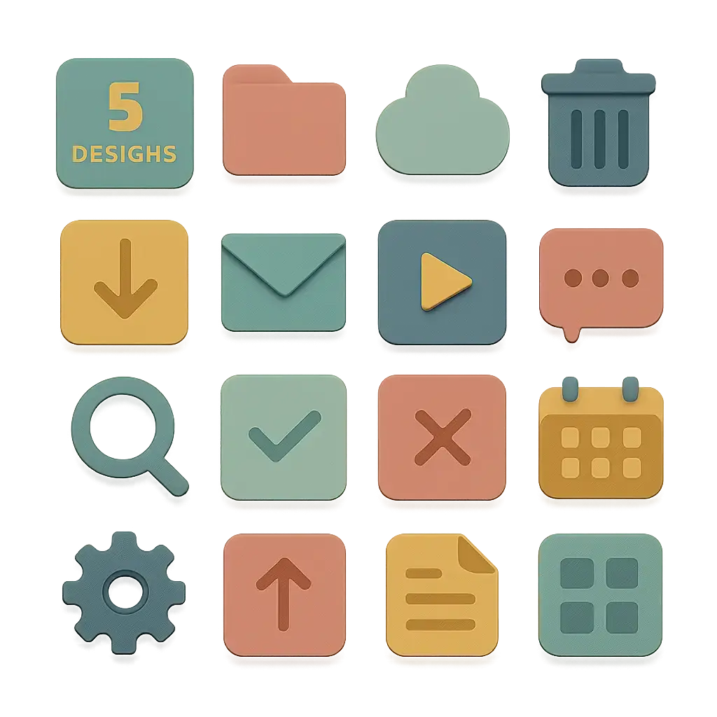 Minimalist pastel icon template in 4x4 grid