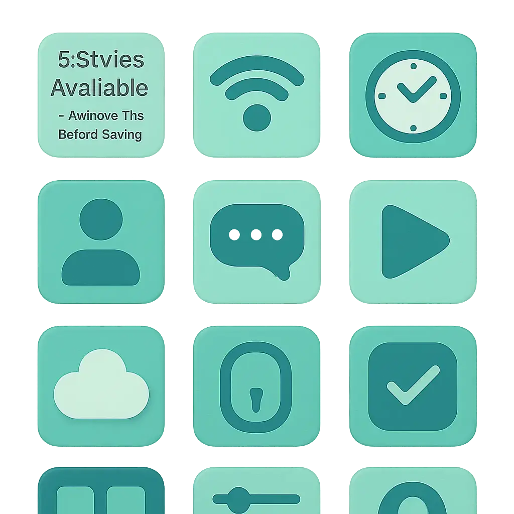 Grid-based icon template in teal pastel tones