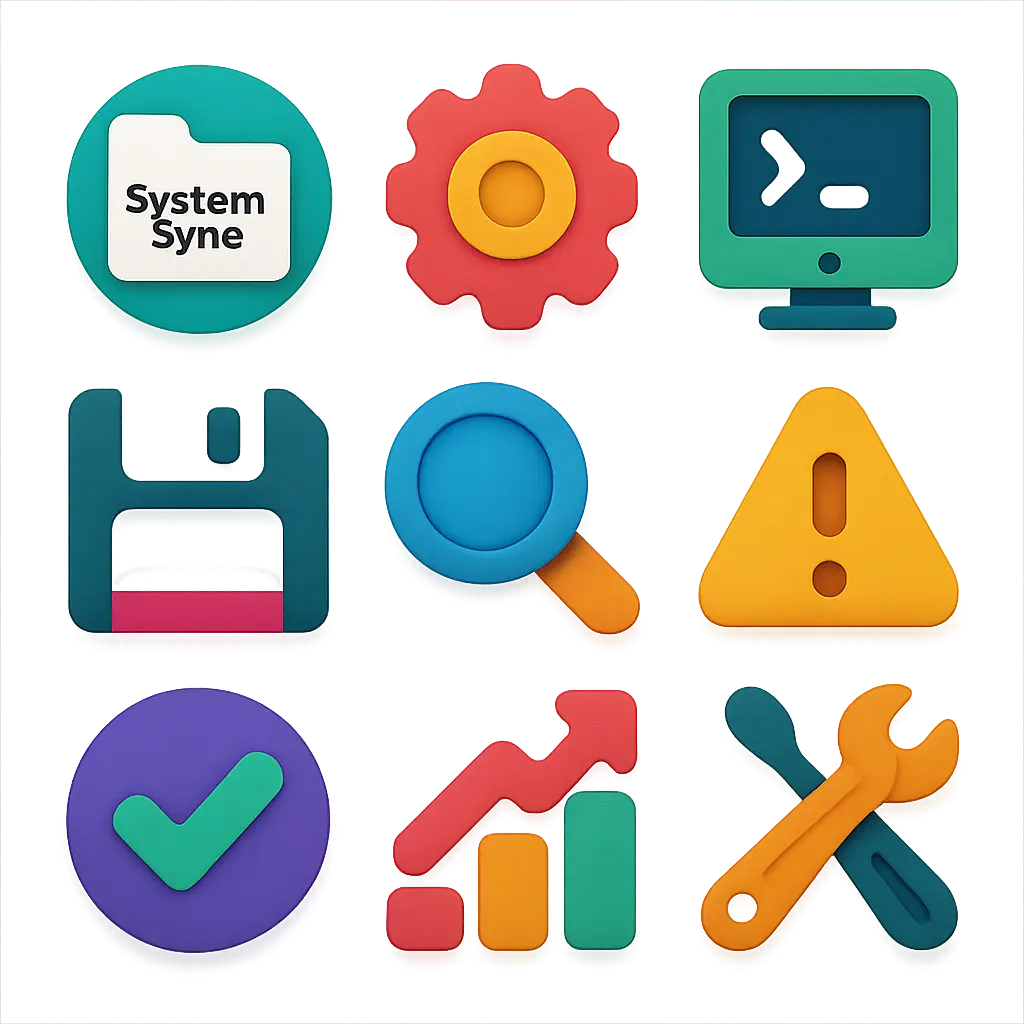 Bold filled system folder icon template with SystemSync label