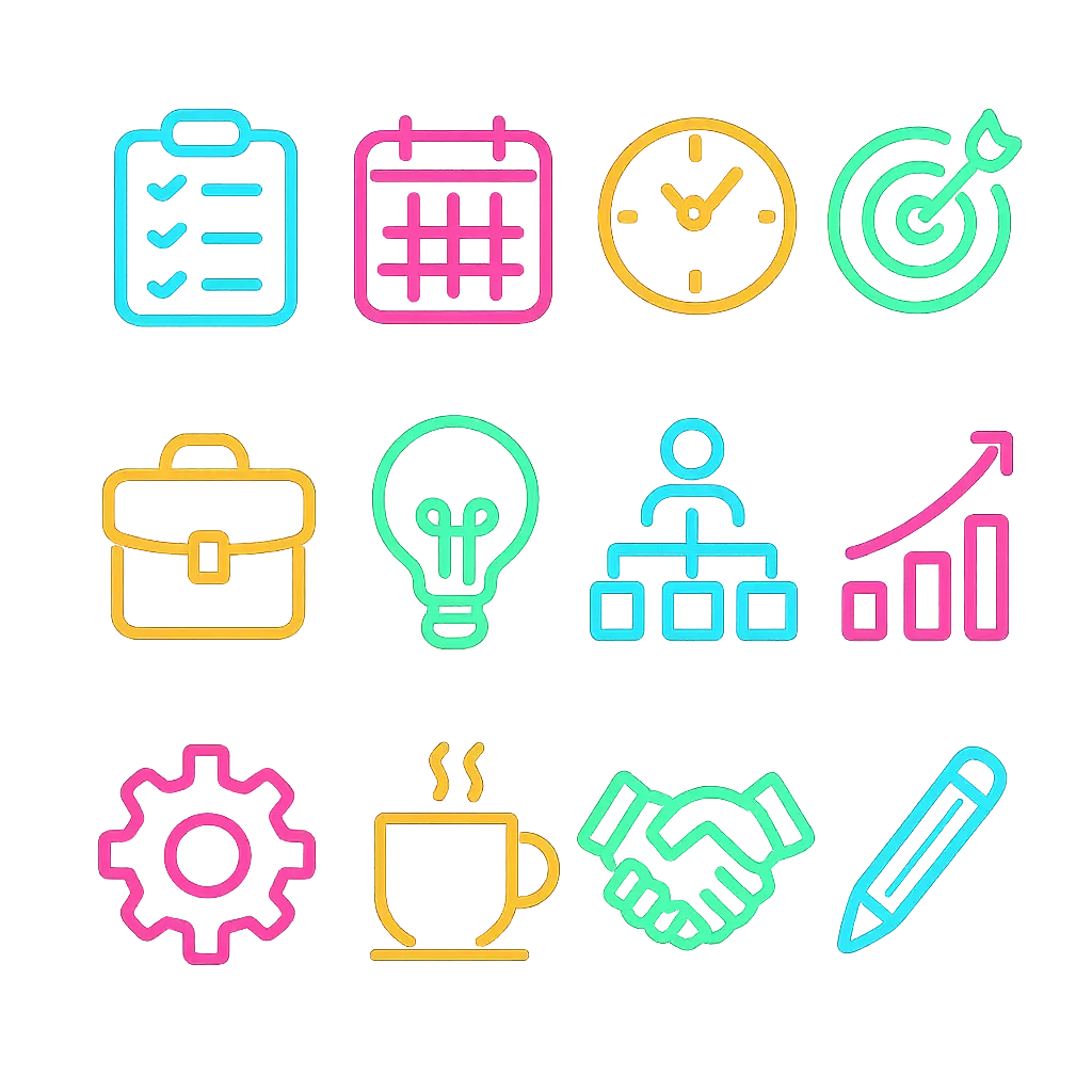 Neon productivity icon template