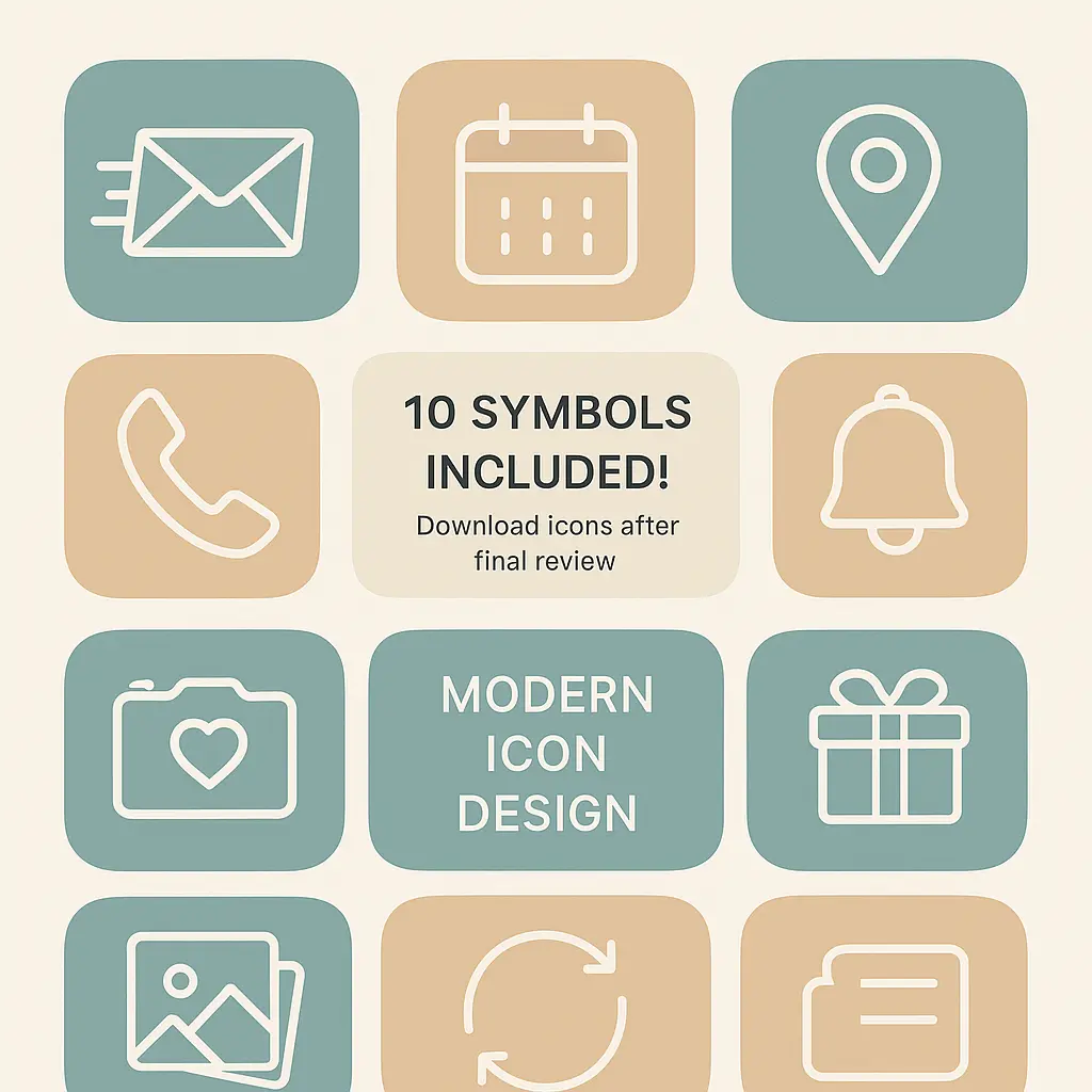 Minimal icon template with pastel colors and line art style