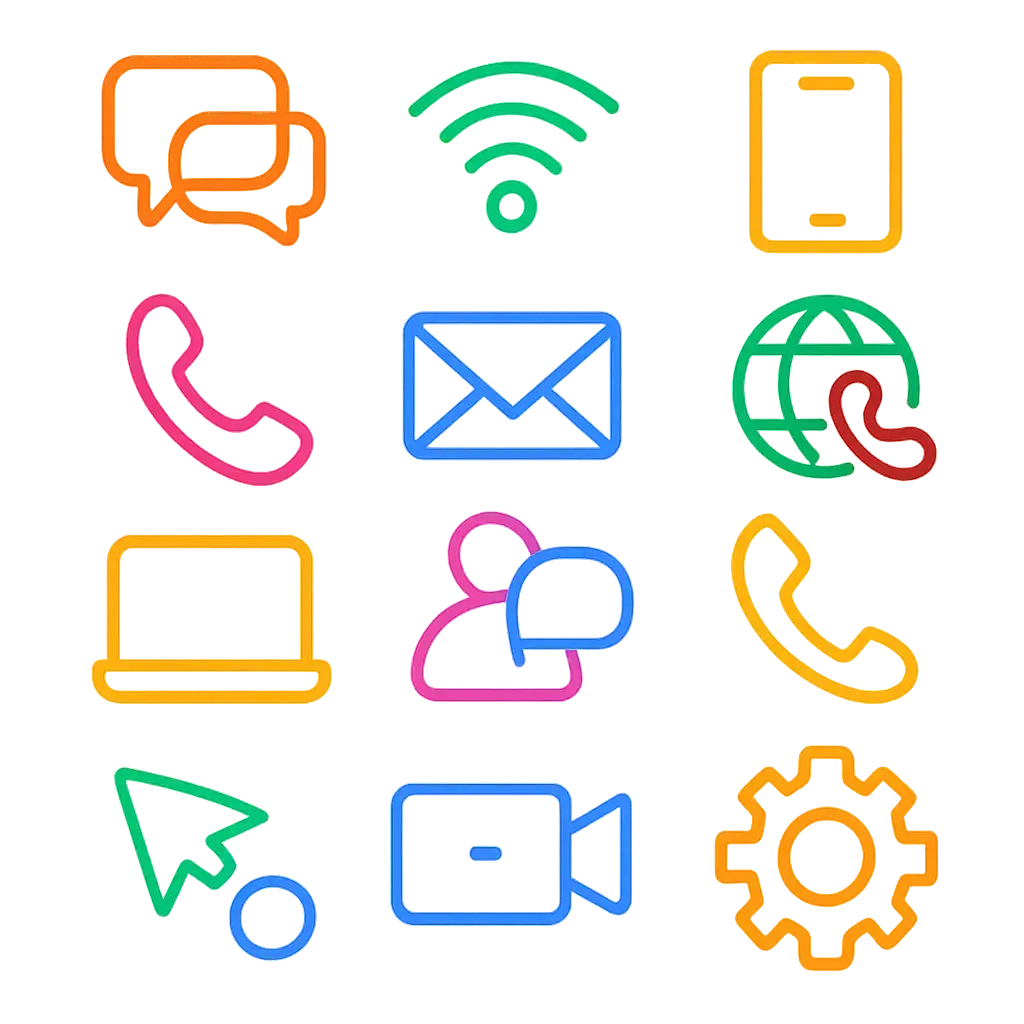 Colorful icon template featuring minimal line art icons.