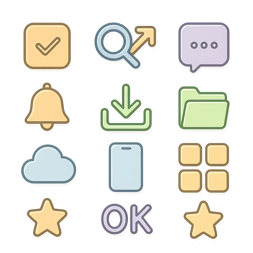 App-related icon template in minimal line art style