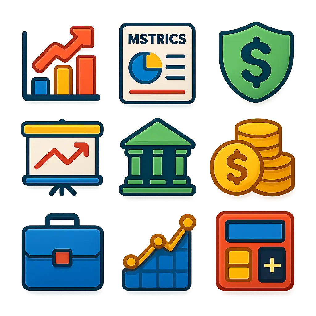 Bold finance dashboard icon template with vibrant colors