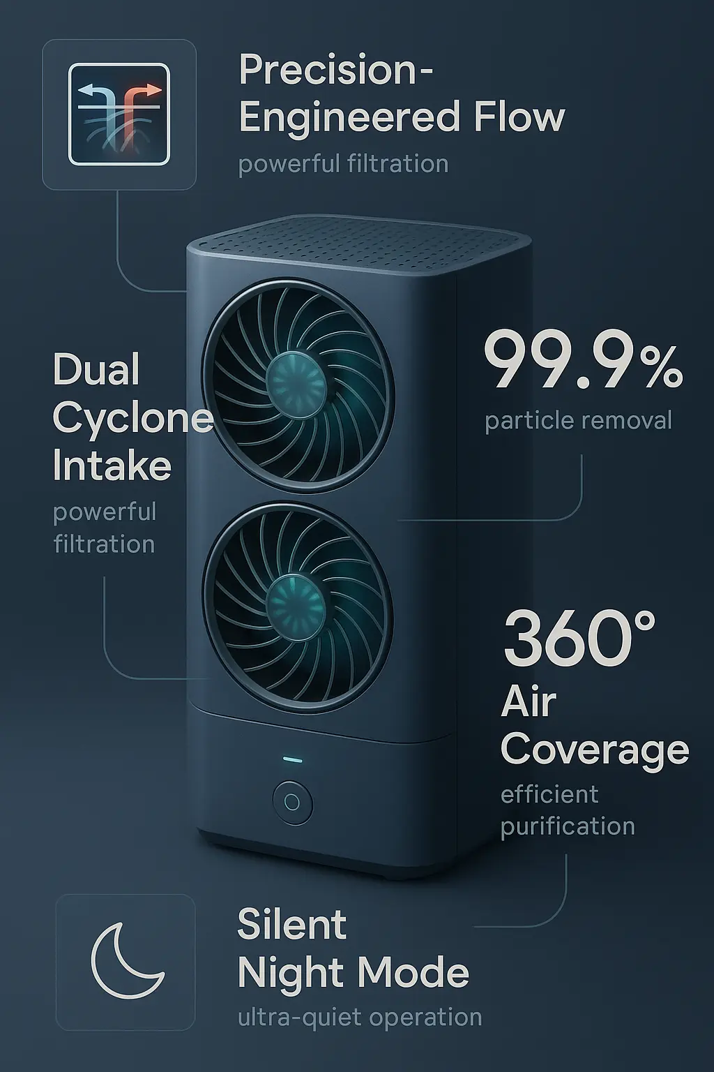 Stylized product infographic template for air purifier features