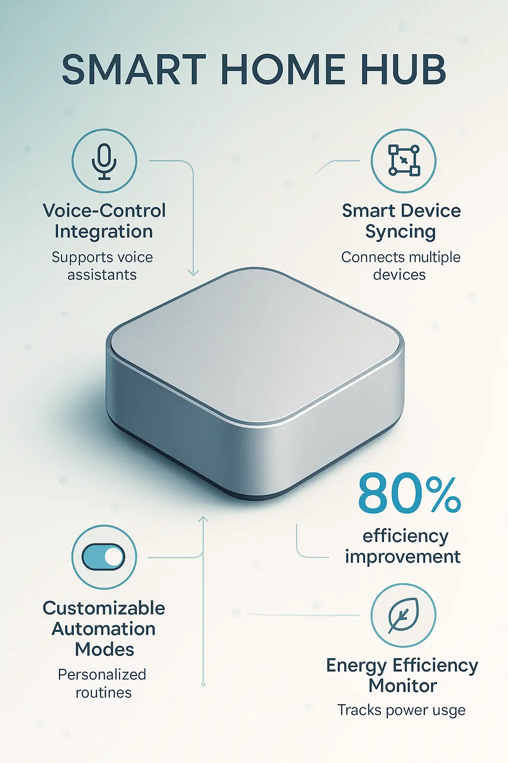 Smart hub product infographic template with feature callouts