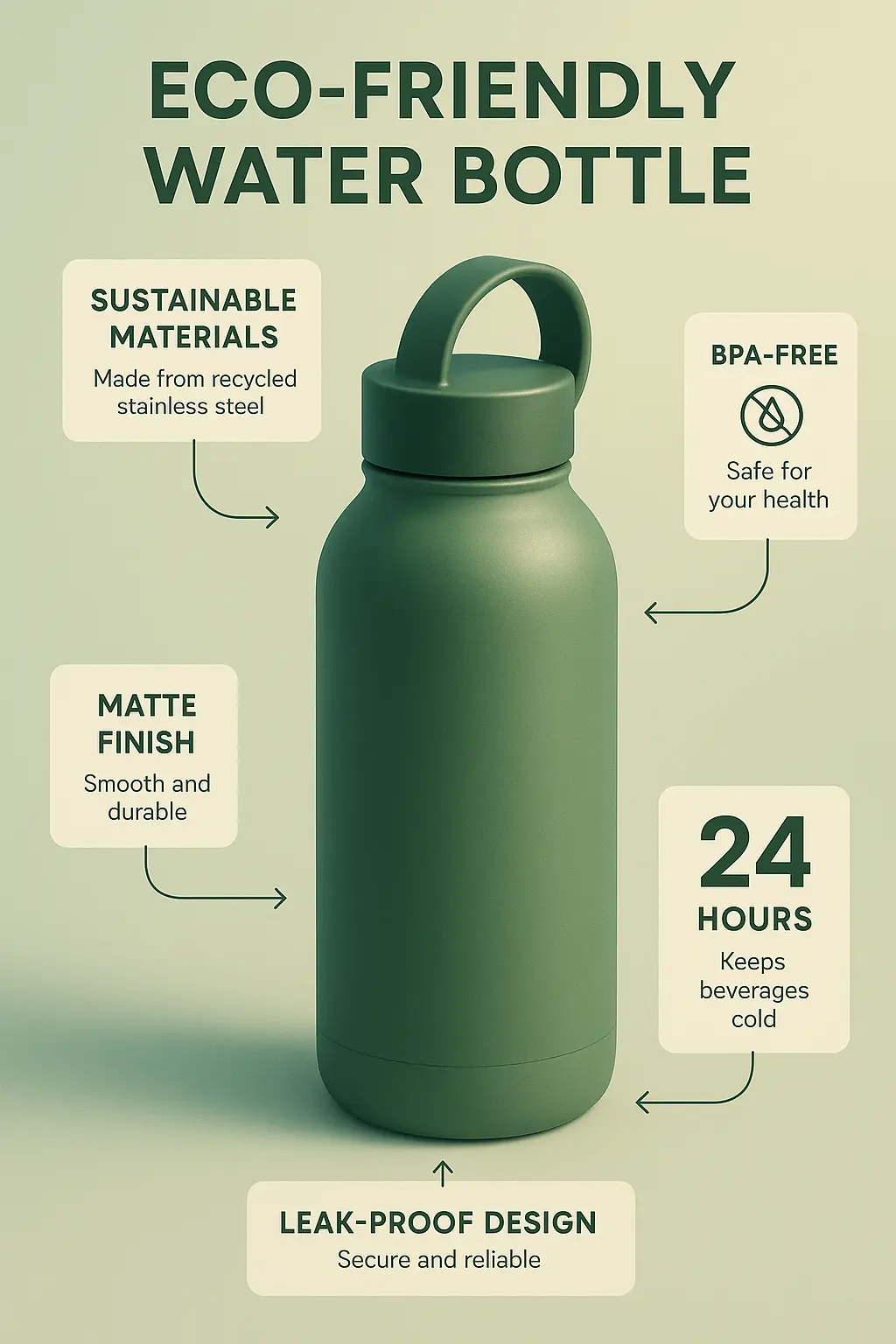Eco-friendly water bottle product infographic template