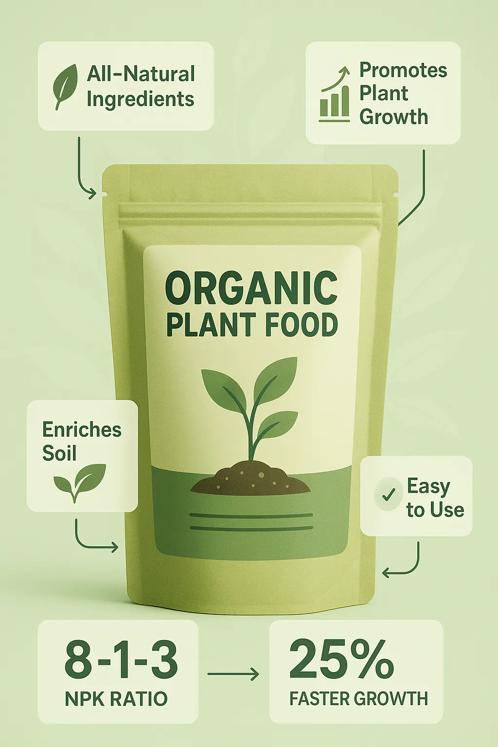 Organic plant food product infographic template