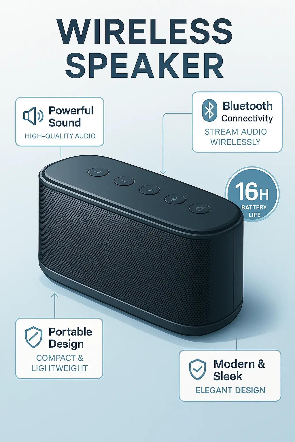 Wireless speaker product infographic template with modern design