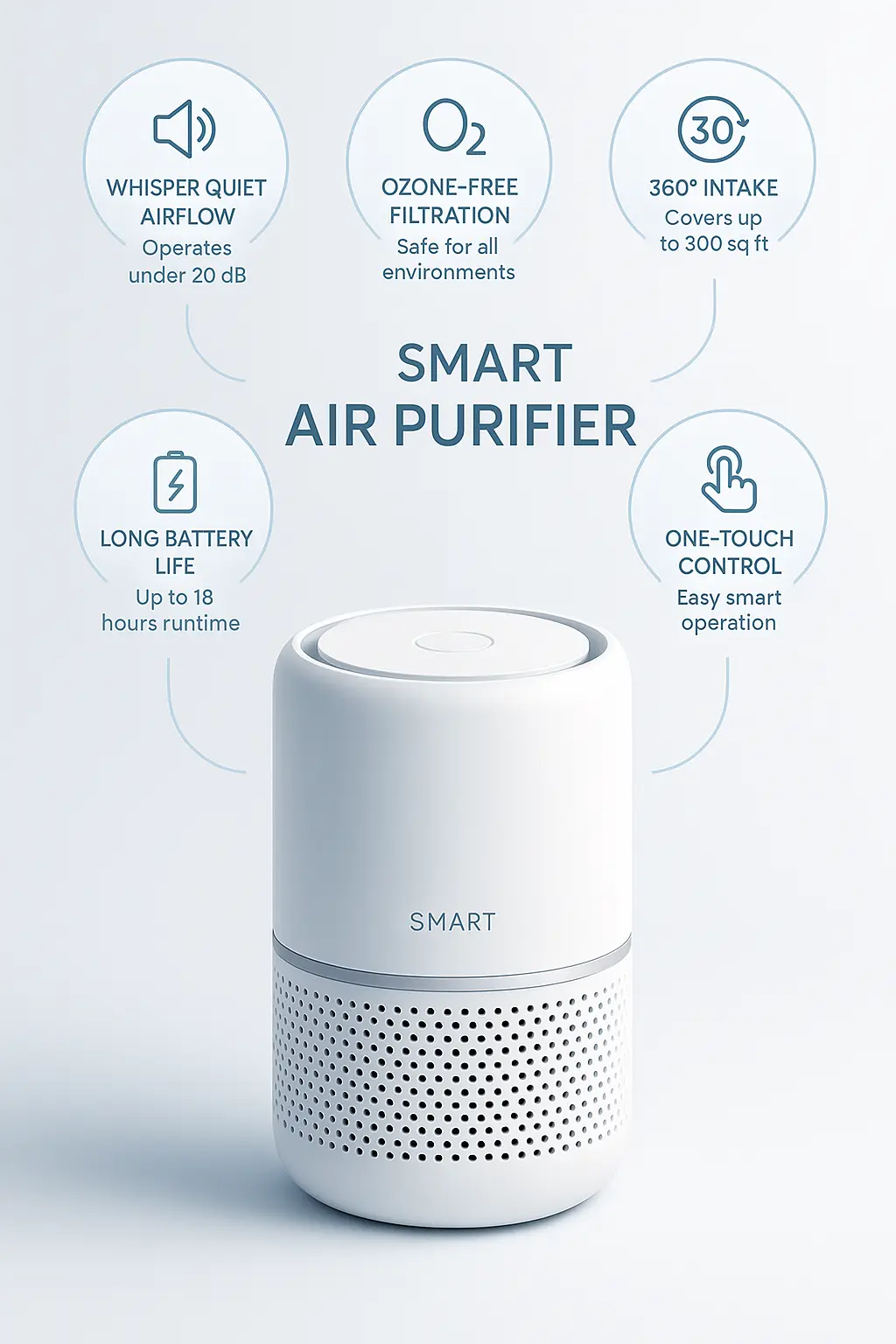 Product infographic template for a smart air purifier