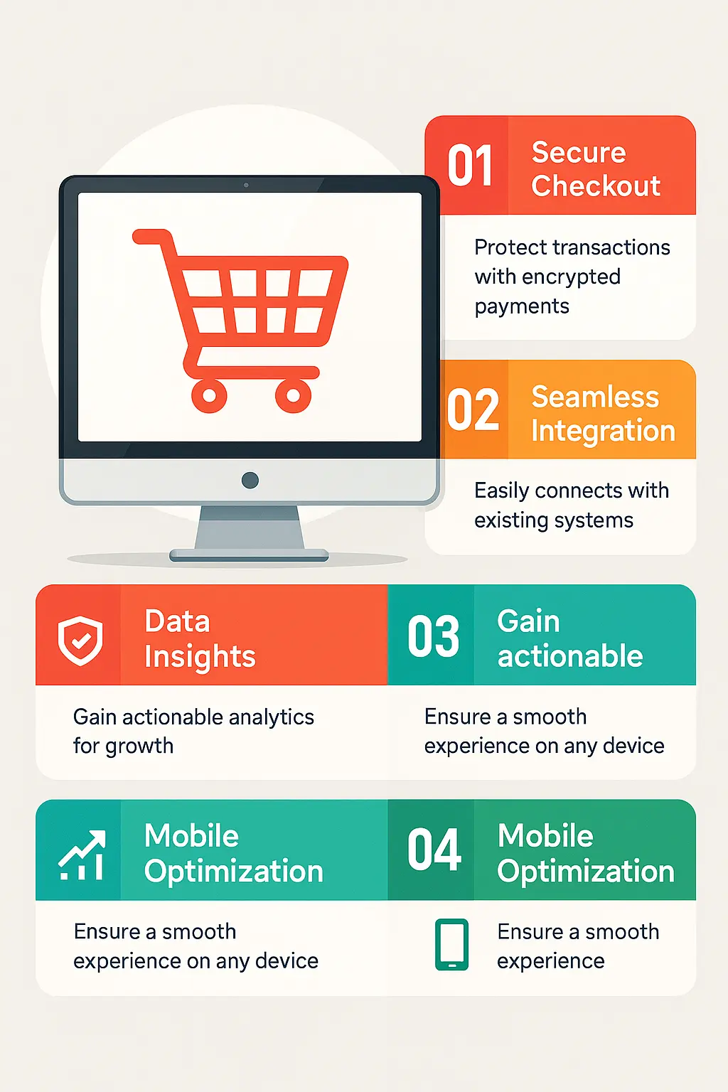 Colorful product infographic template for digital shopping features