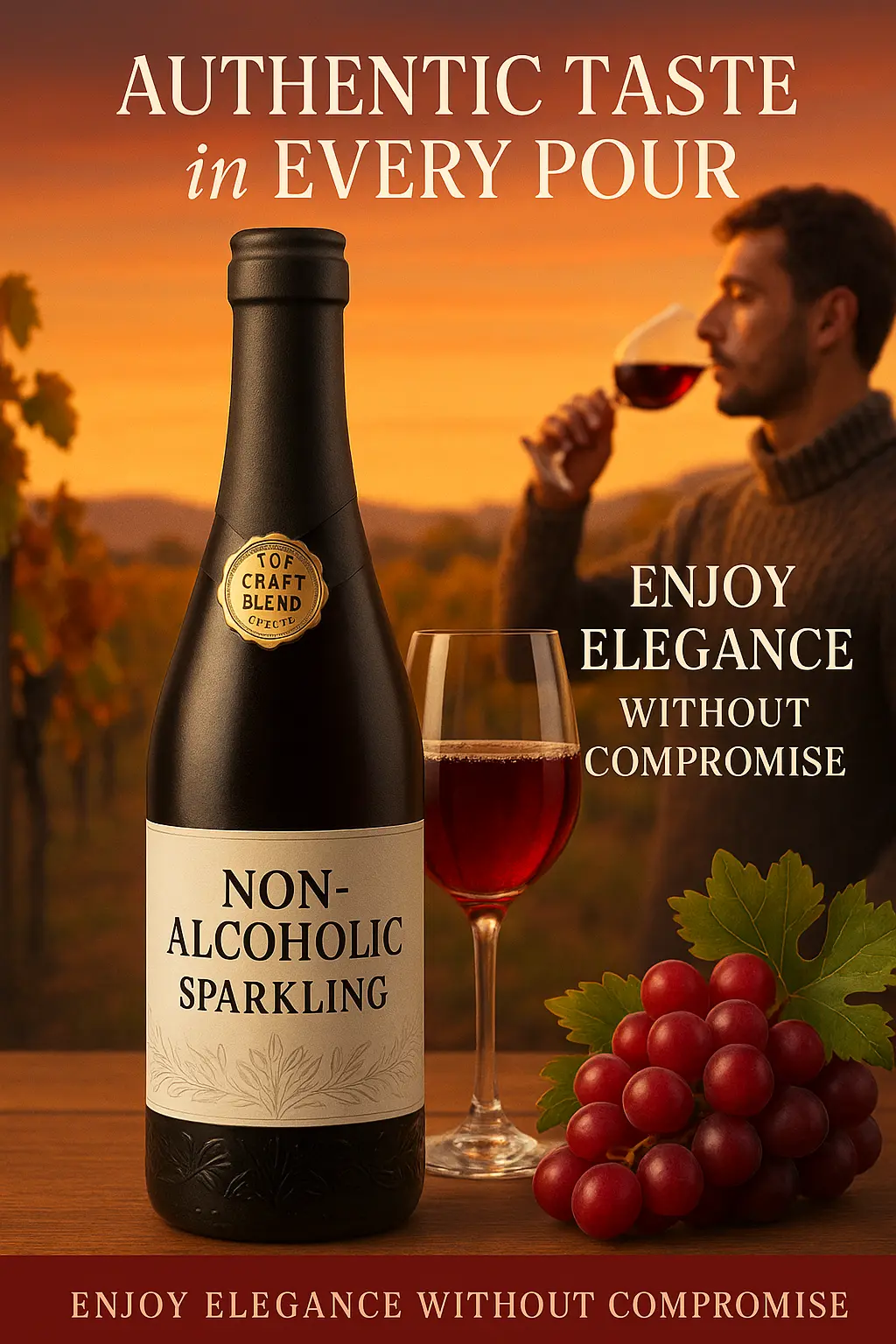 Premium product infographic template for non-alcoholic sparkling wine