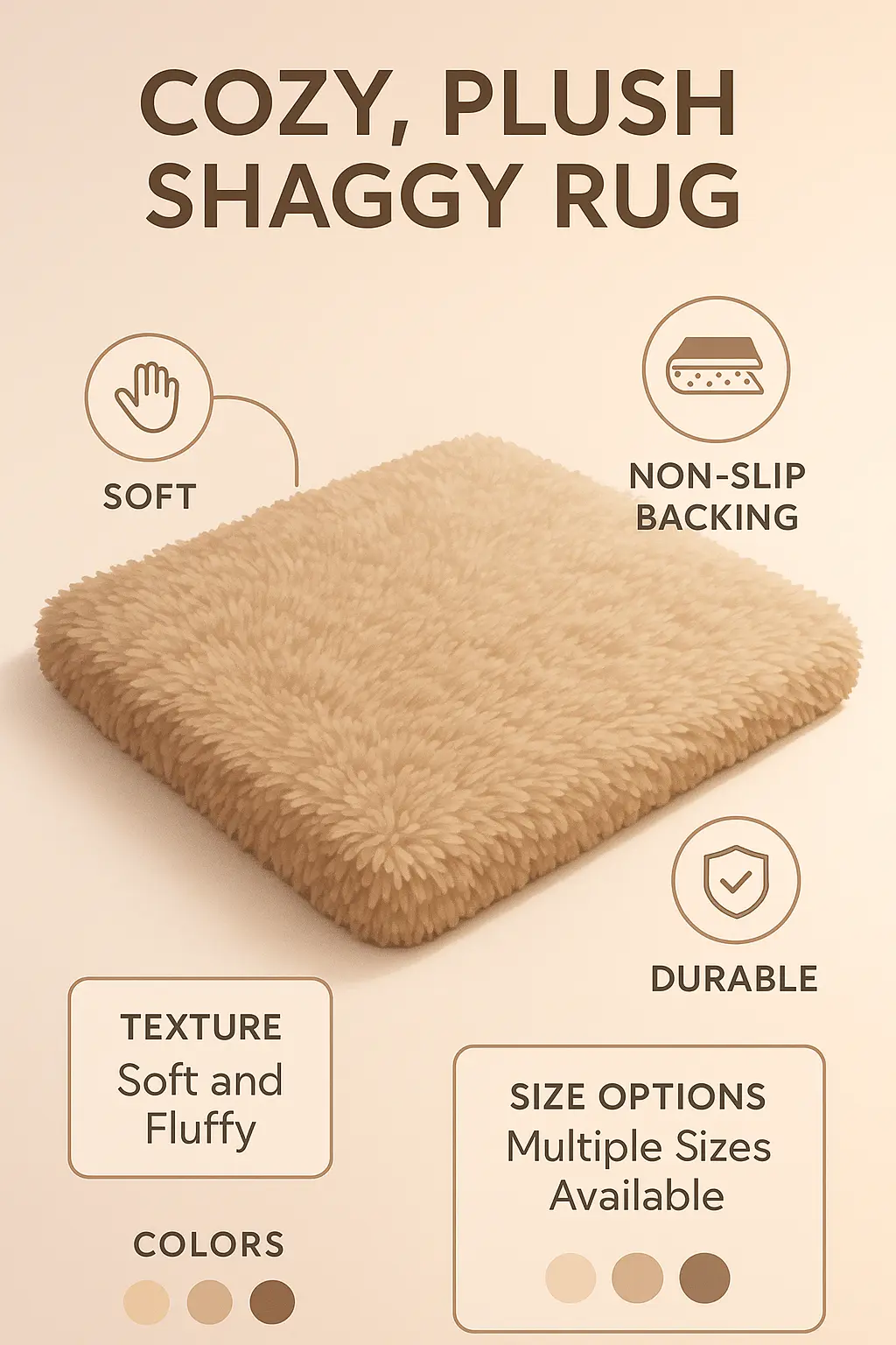 Plush shaggy rug product infographic template