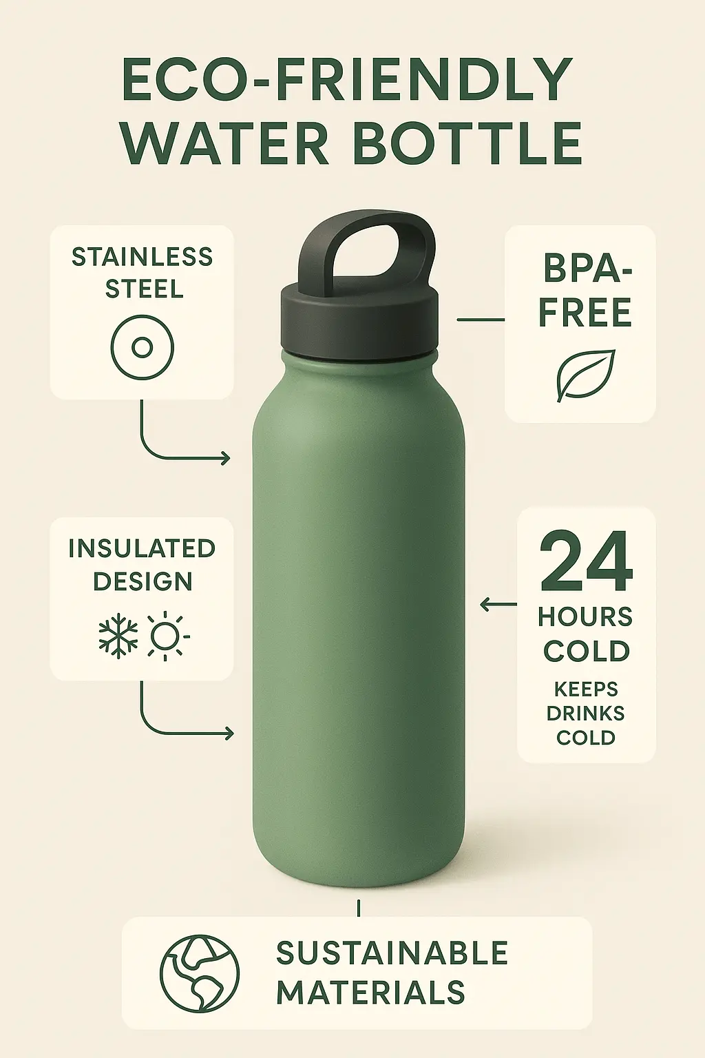 Eco-friendly water bottle product infographic template