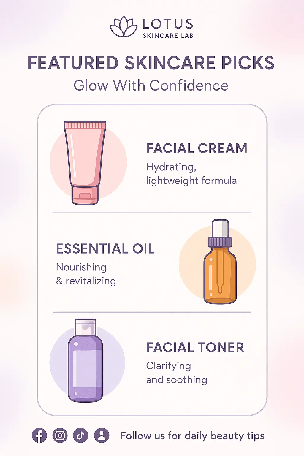 Modern beauty product infographic template with skincare layout