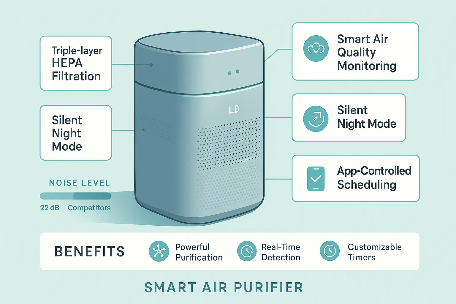 Bluetooth speaker product infographic template with feature highlights