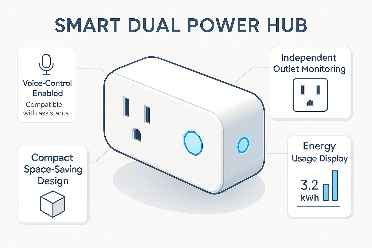 Product infographic template showing blue sports water bottle features