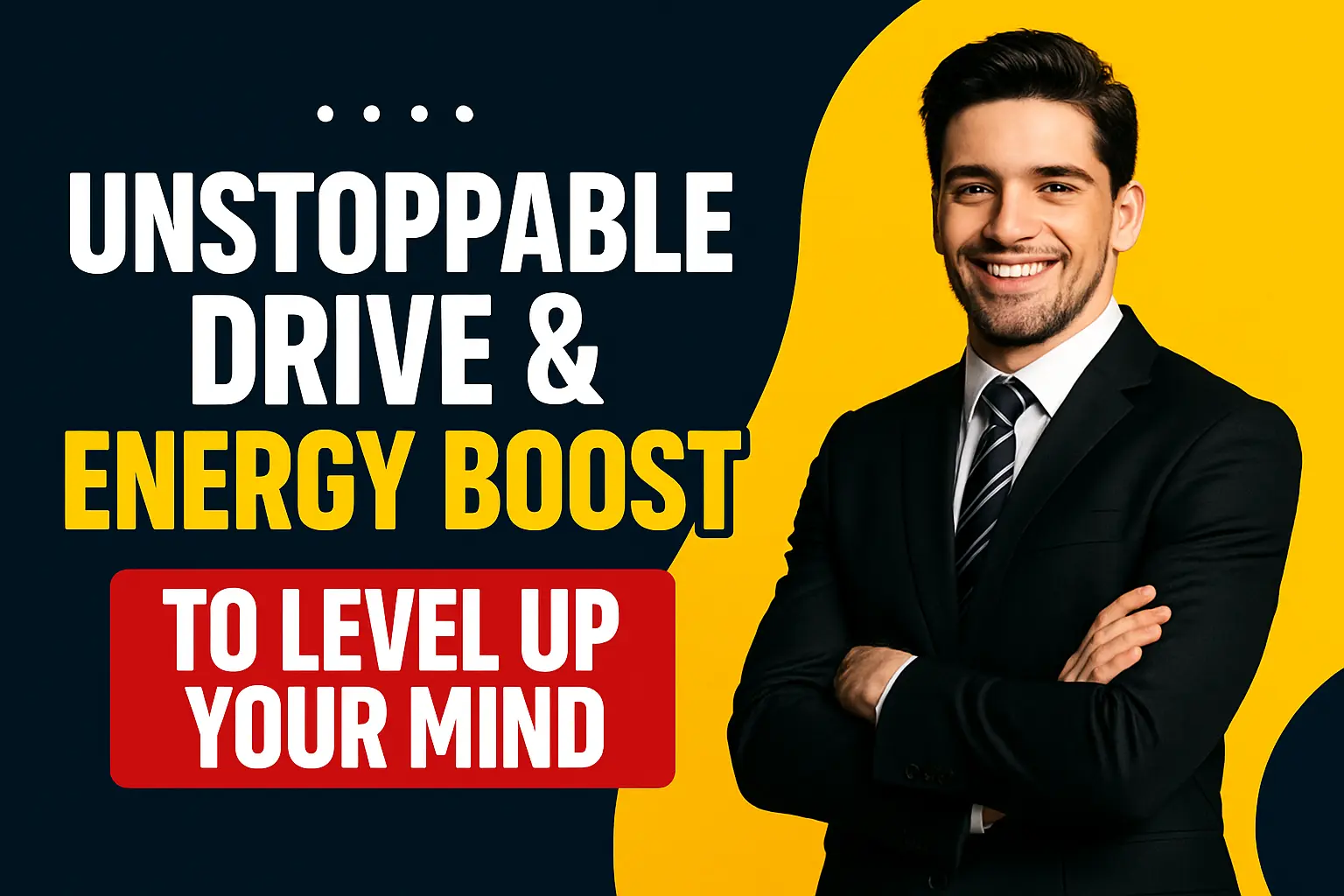 Motivational YouTube Thumbnail template with confident man and bold text