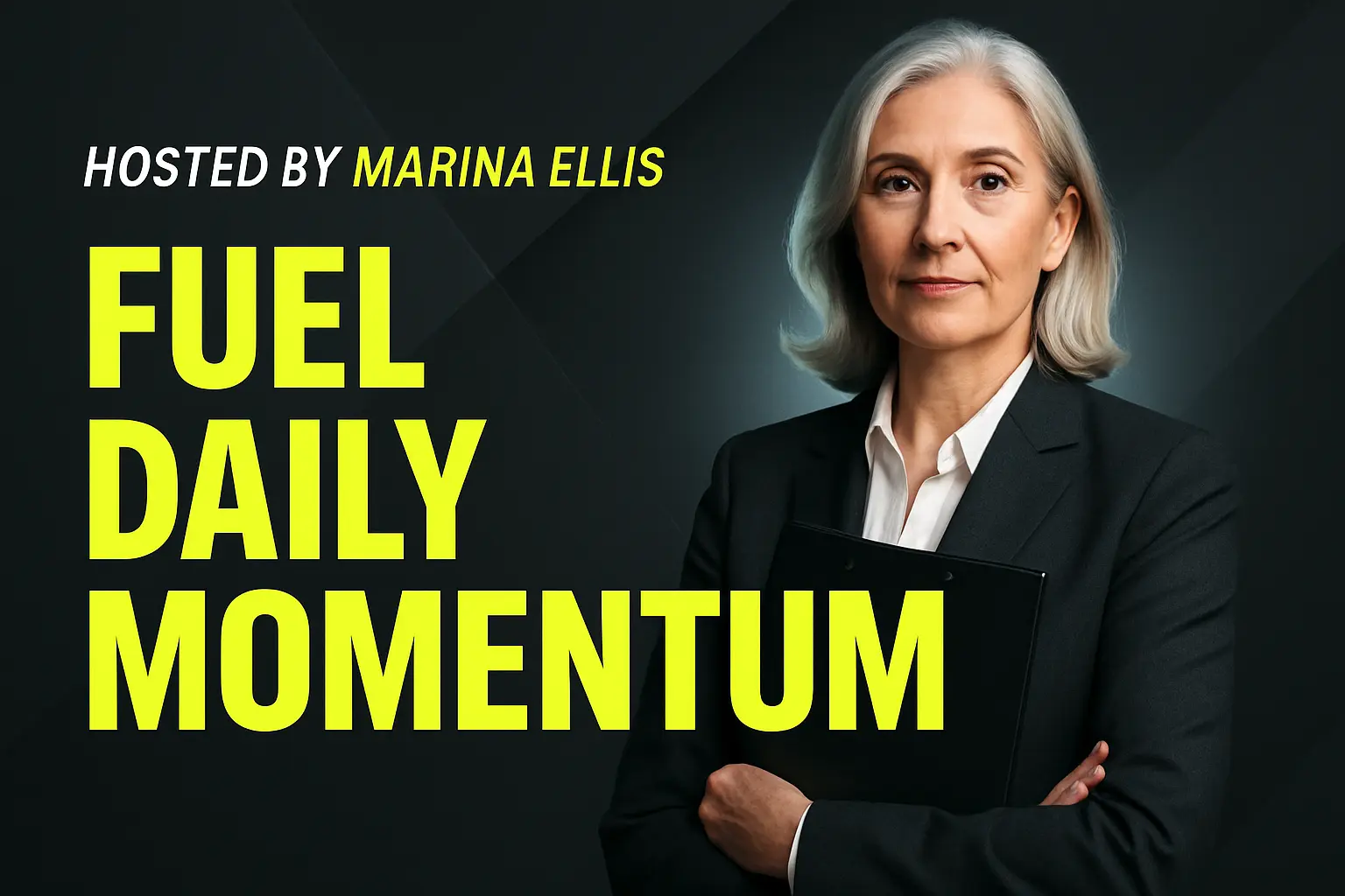 Motivational YouTube Thumbnail template with confident woman and bold yellow text