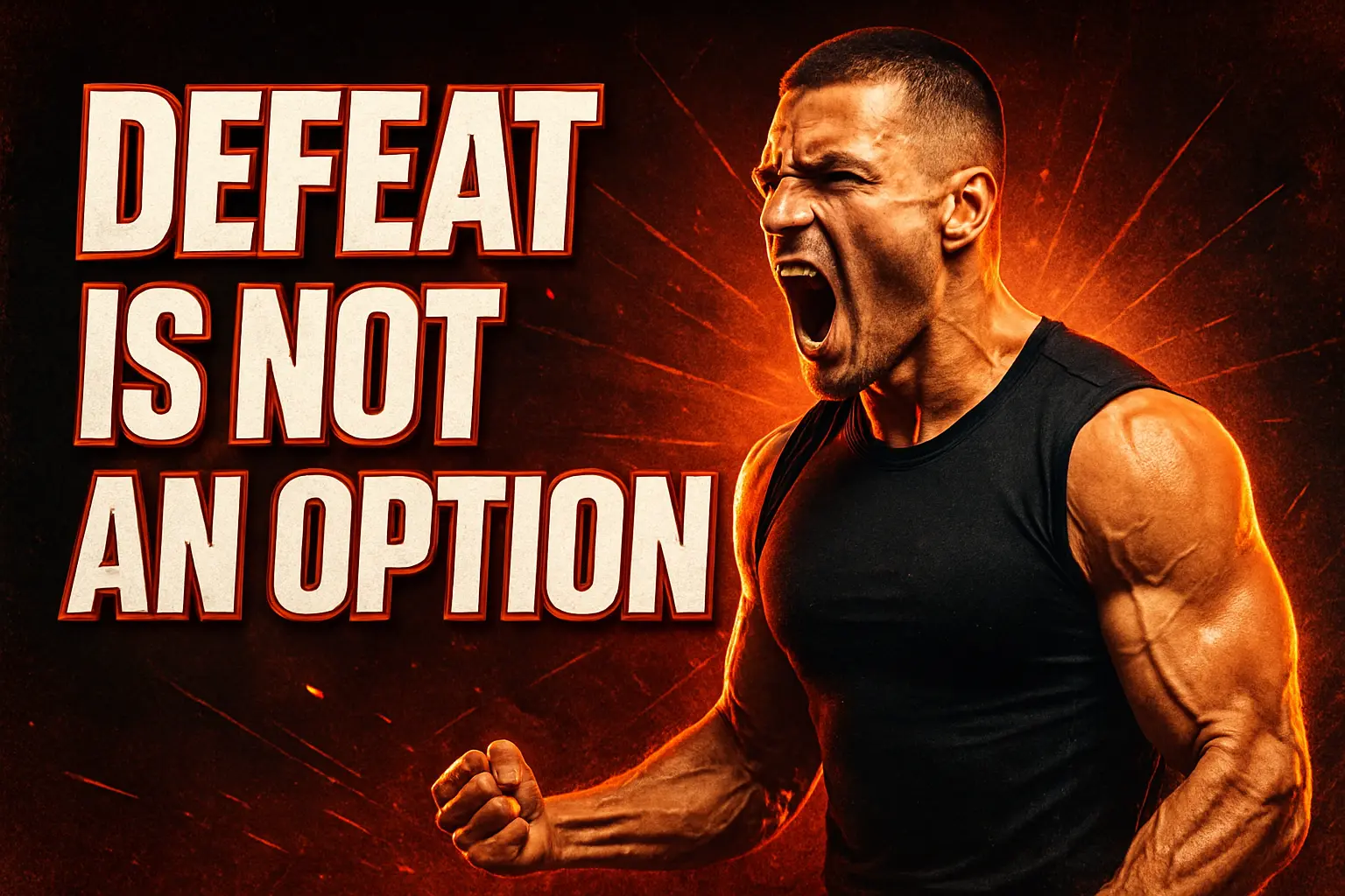 Motivational YouTube Thumbnail template with intense shouting athlete
