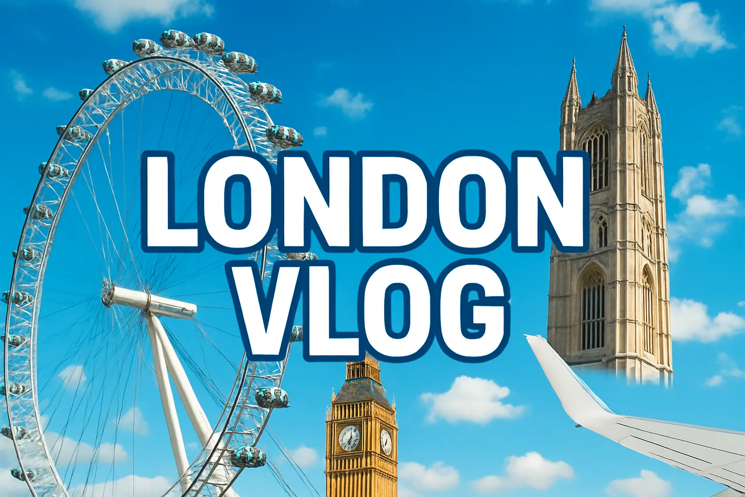 Motivational YouTube Thumbnail template with London landmarks and travel vibe