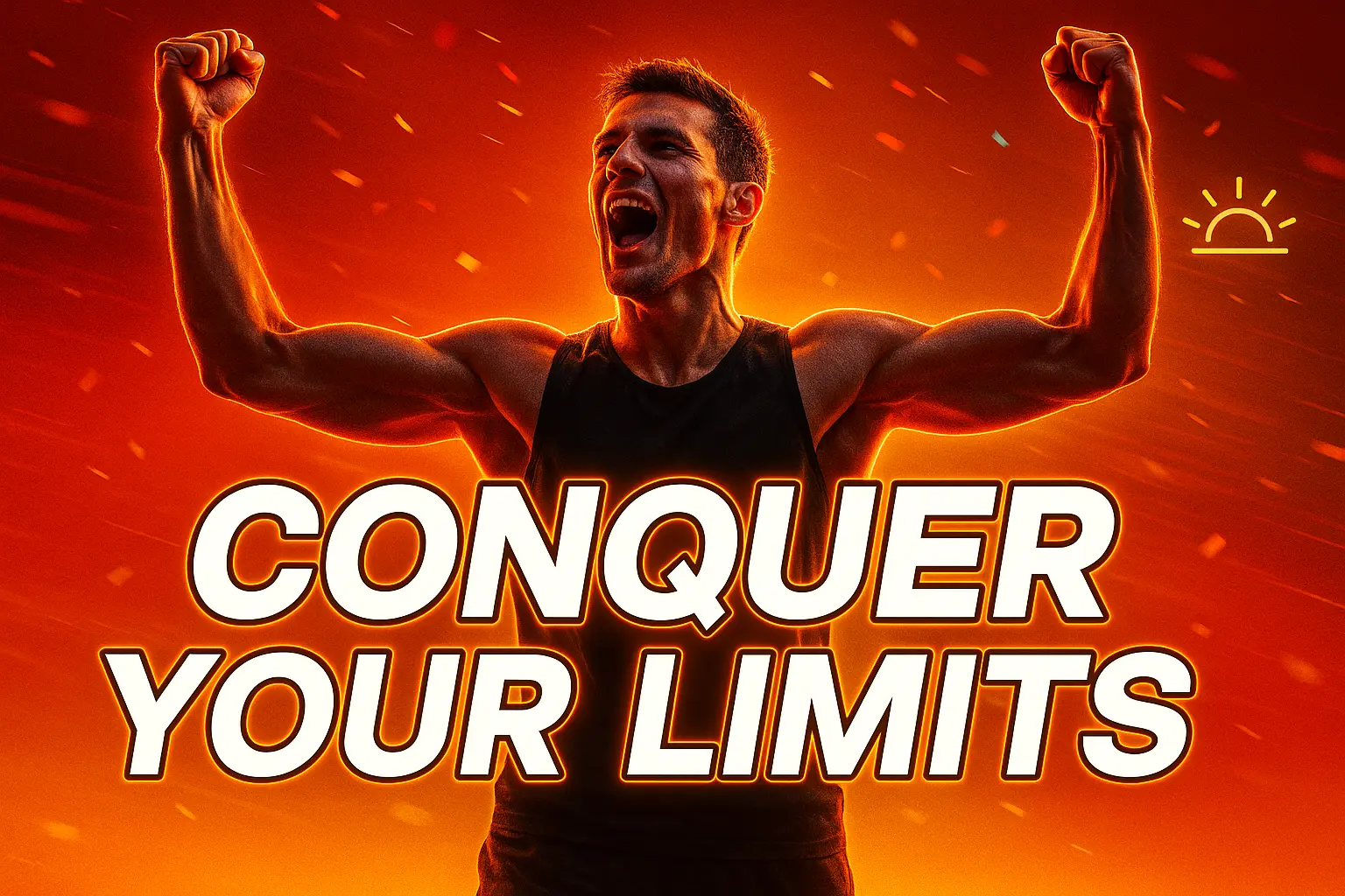 Motivational YouTube Thumbnail template with athlete and dynamic background