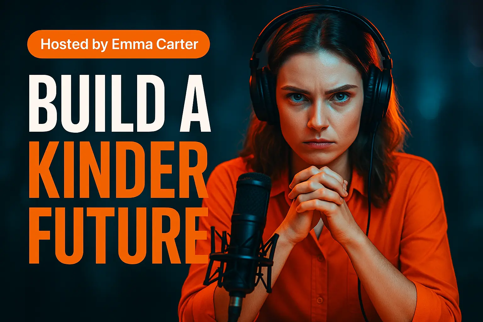 Motivational YouTube Thumbnail template with focused podcaster and bold message